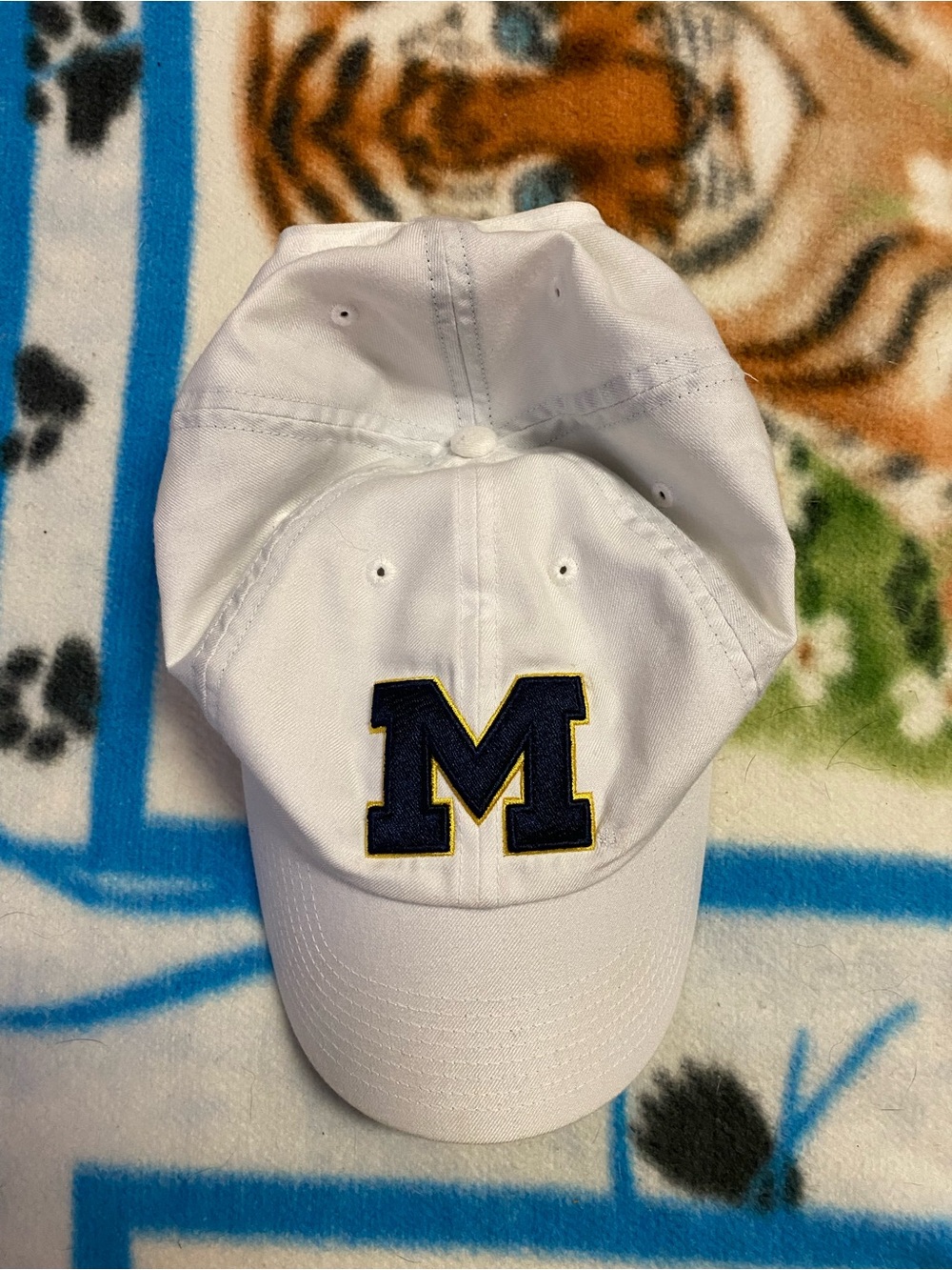 White Michigan State Baseball Cap with Navy 'M' Accent
